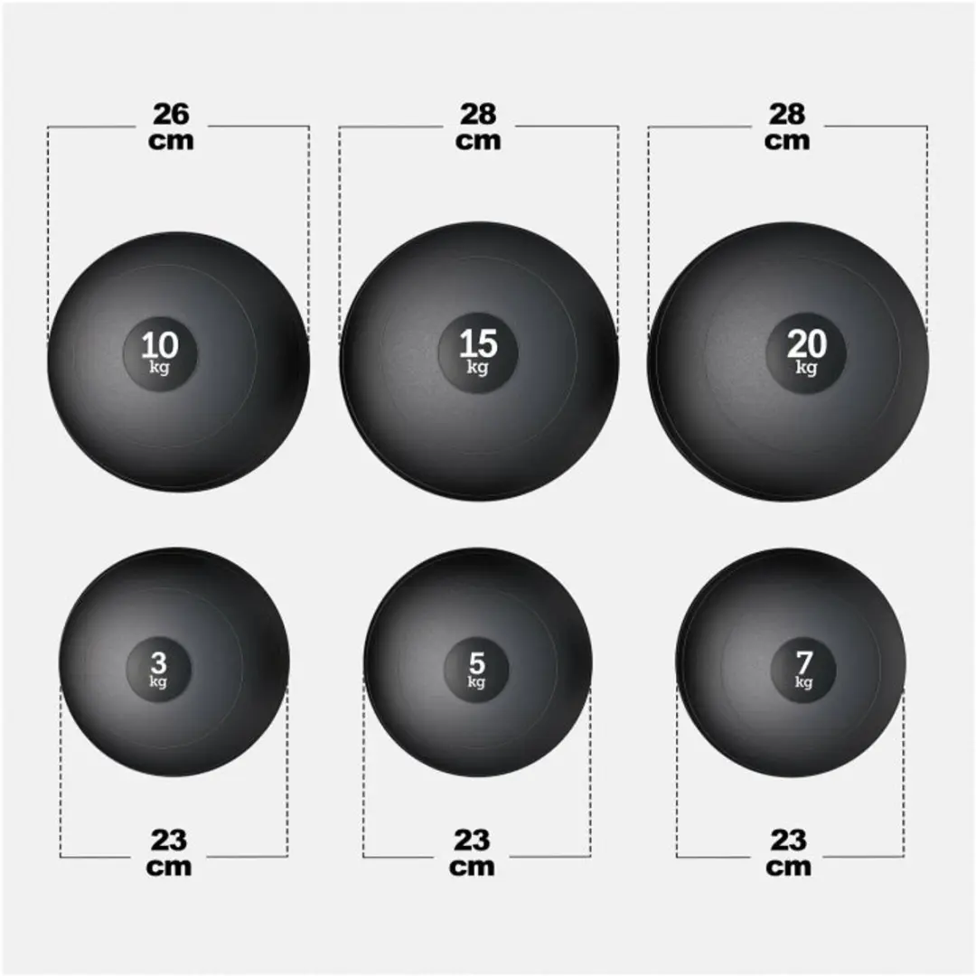 Gorilla Sports Slam Ball Set 60kg - 6 Stuks - Zwart