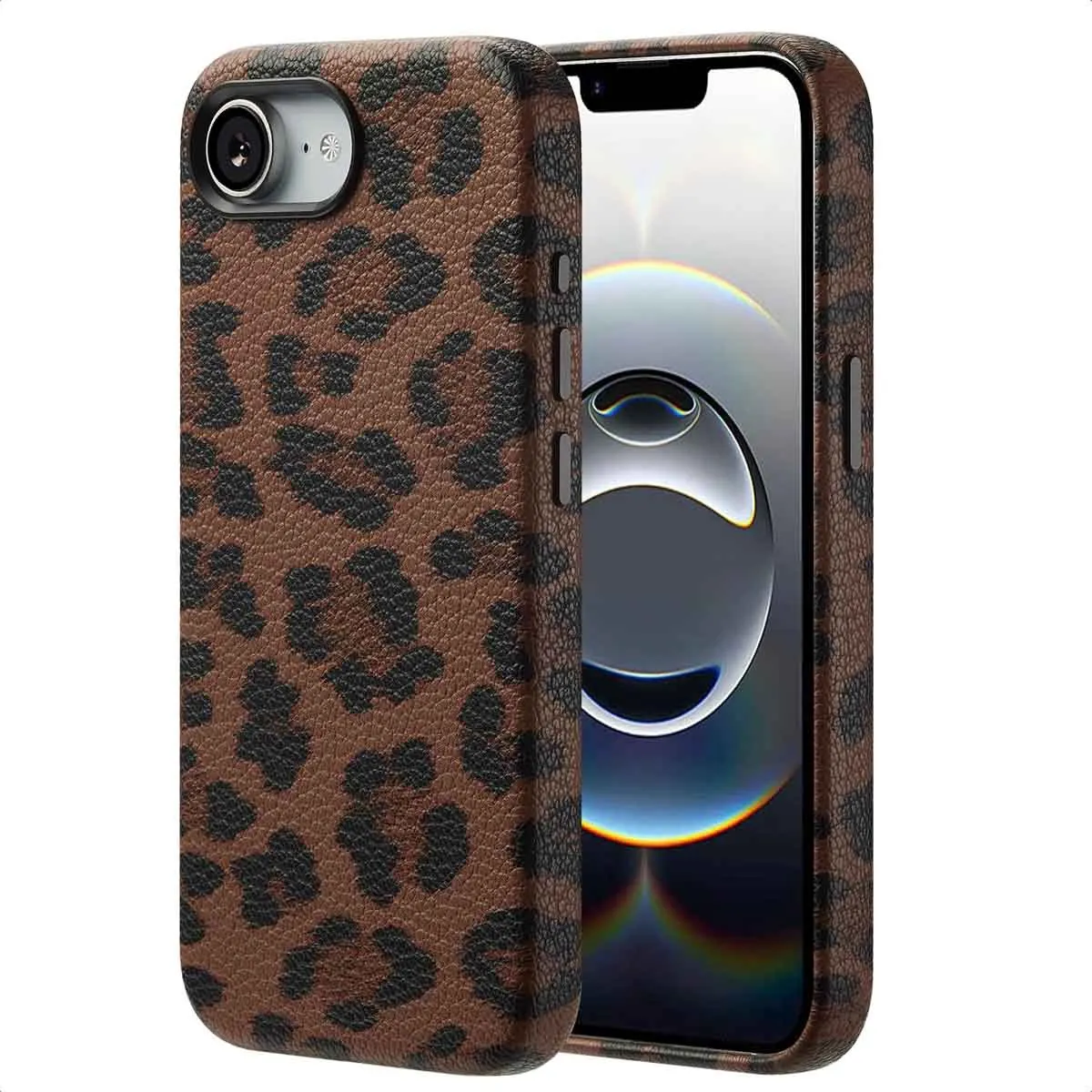 Selencia Hoesje iPhone 16e Sabi Panterprint Mocha Brown