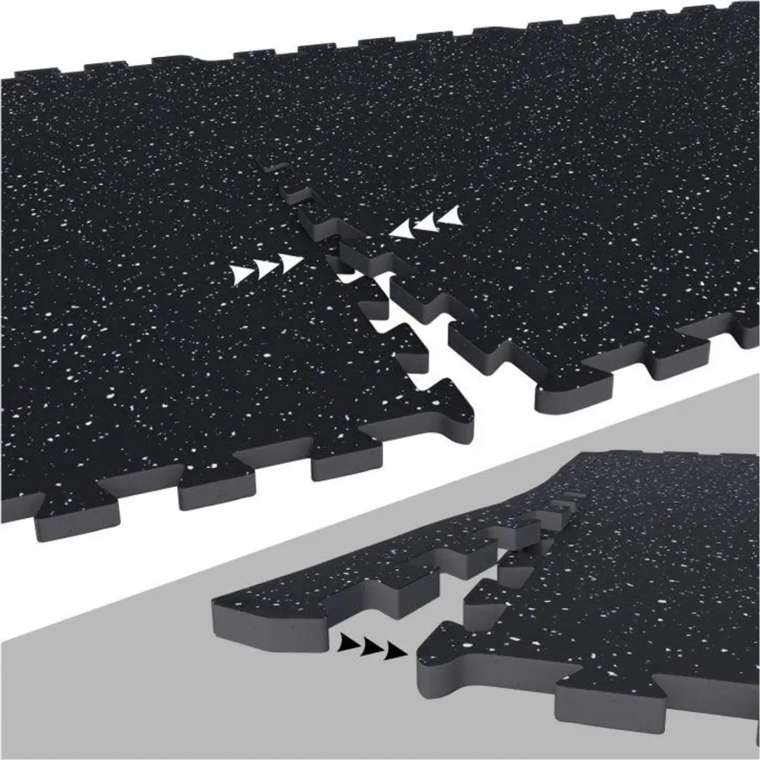 Gorilla Sports Vloermatten Rubber Puzzelmat - 4 Stuks + 8 Eindstukken - Wit