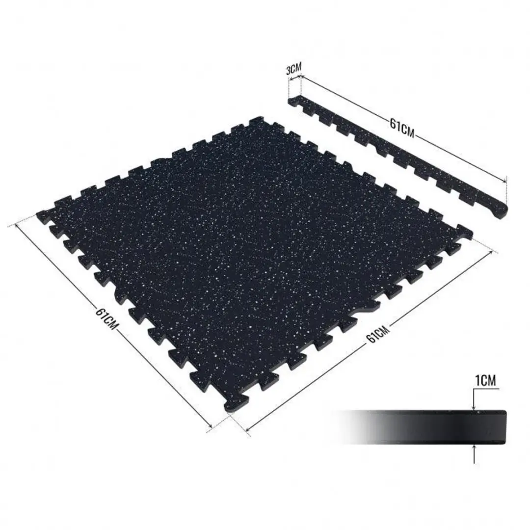 Gorilla Sports Vloermatten Rubber Puzzelmat - 4 Stuks + 8 Eindstukken - Wit - afbeelding 6 van 6