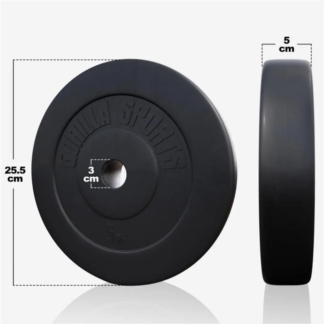 Gorilla Sports Halterset 60kg - 21 Stuks - 30mm - Zwart