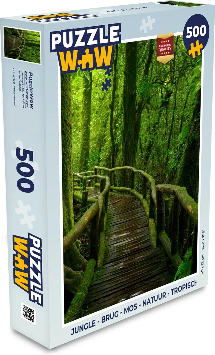 PuzzleWow Jungle Brug Natuur Puzzel 500 Stuks - Multicolor