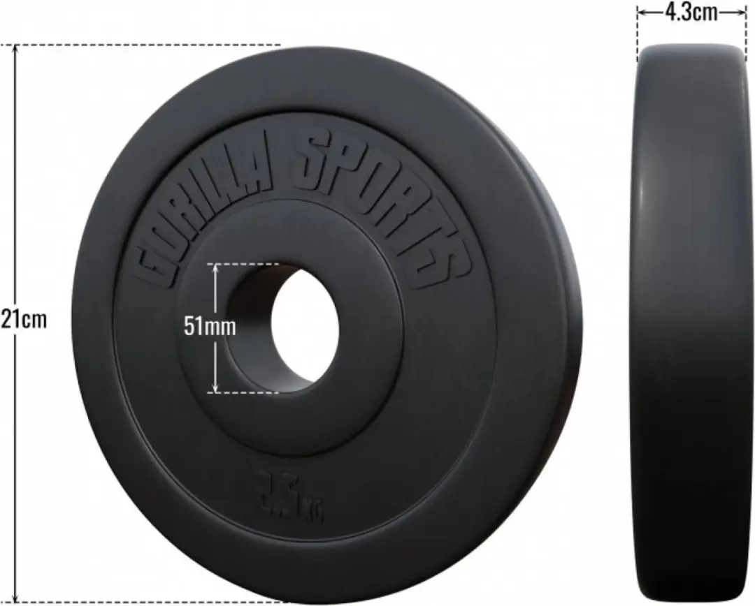 Gorilla Sports Gewichtsschijf Olympisch 2,5 kg - 50mm - Zwart