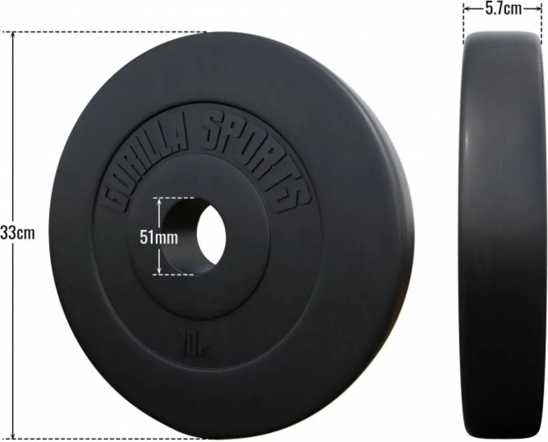 Gorilla Sports Olympisch Halterschijf 2x10kg - 50mm - Zwart