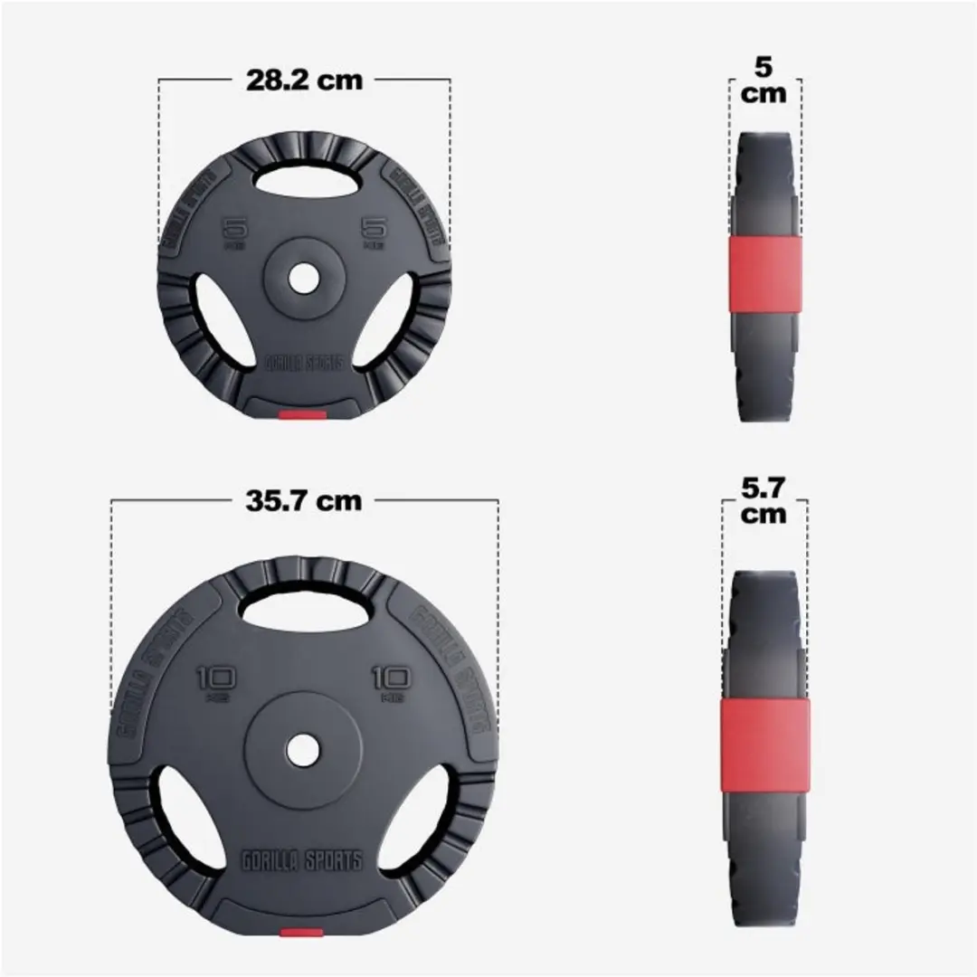 Gorilla Sports Halterset 60 kg - 21-delig - 30mm - Zwart