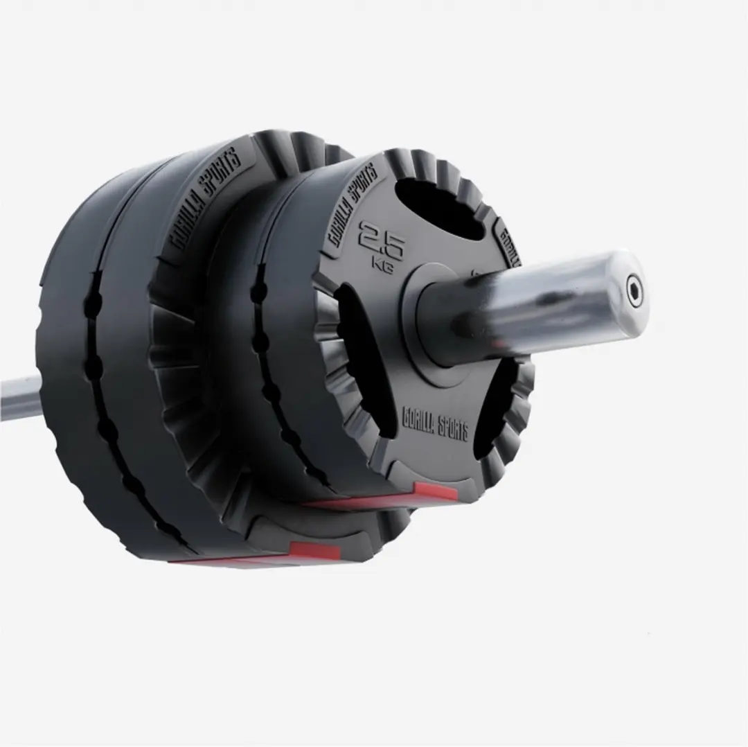 Gorilla Sports Olympisch Halterschijven 50mm - 8 Stuks - 2x2,5kg + 2x5kg