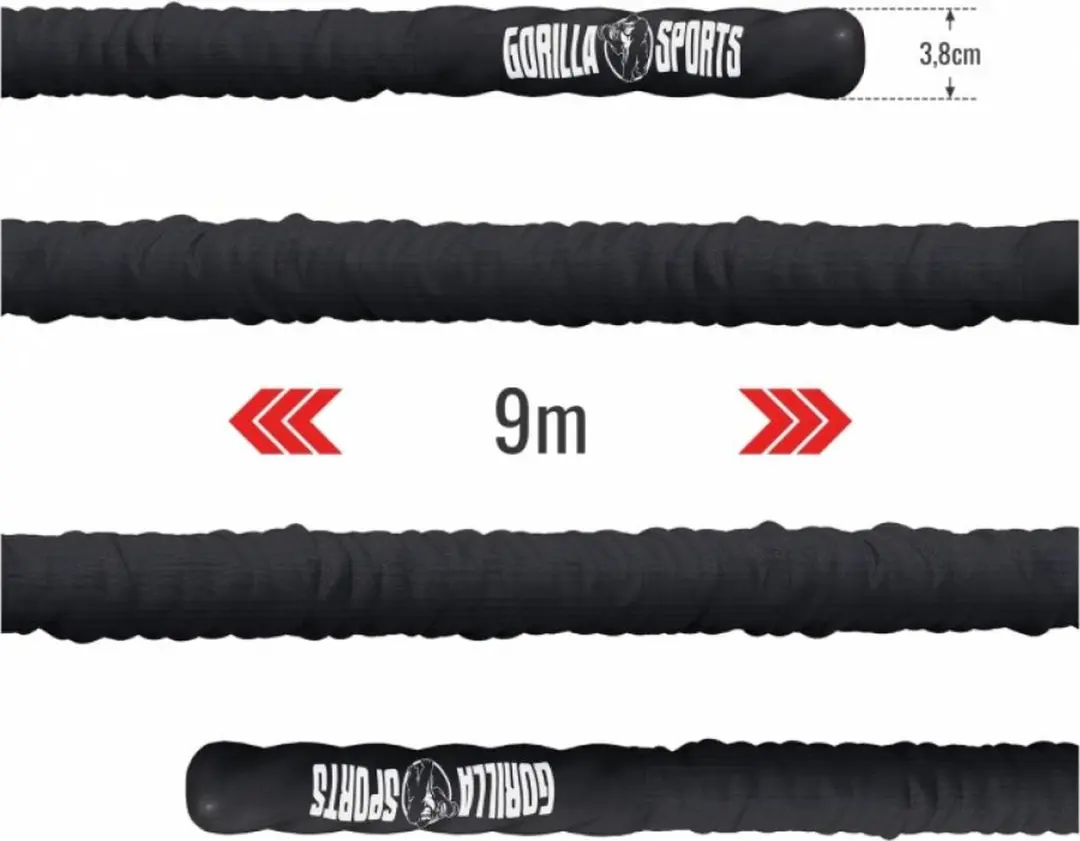 Gorilla Sports Power Rope 9m 38mm - Incl. Muurbeugel