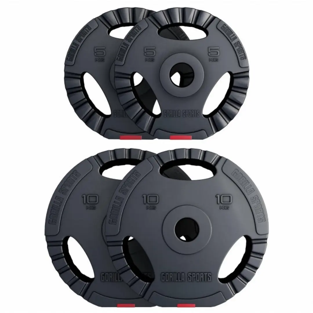 Gorilla Sports Halterschijven 30kg - 2x5kg + 2x10kg - 50mm - Zwart