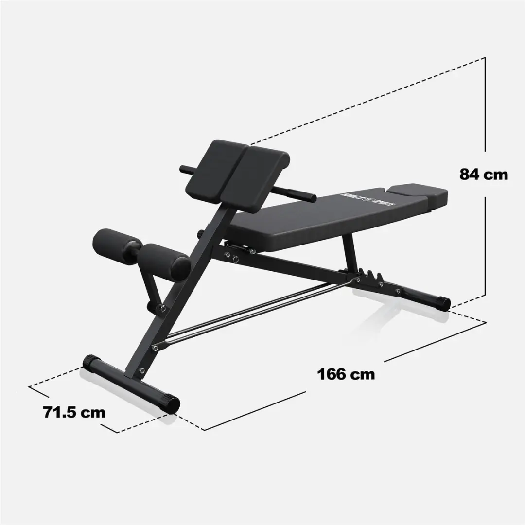 Gorilla Sports Halterbank Hyperextensie 250kg - Zwart