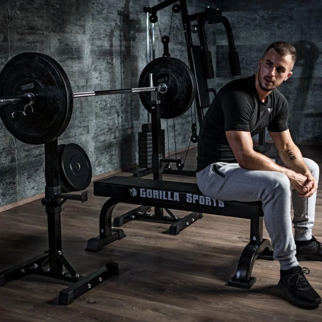 Gorilla Sports Haltersteunen Squat Rack - Verstelbaar - 2-delig - Zwart