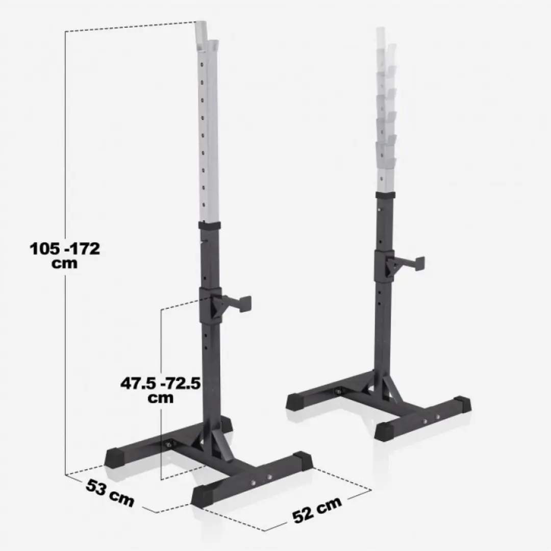 Gorilla Sports Haltersteunen Squat Rack - Verstelbaar - 2-delig - Zwart - afbeelding 6 van 6