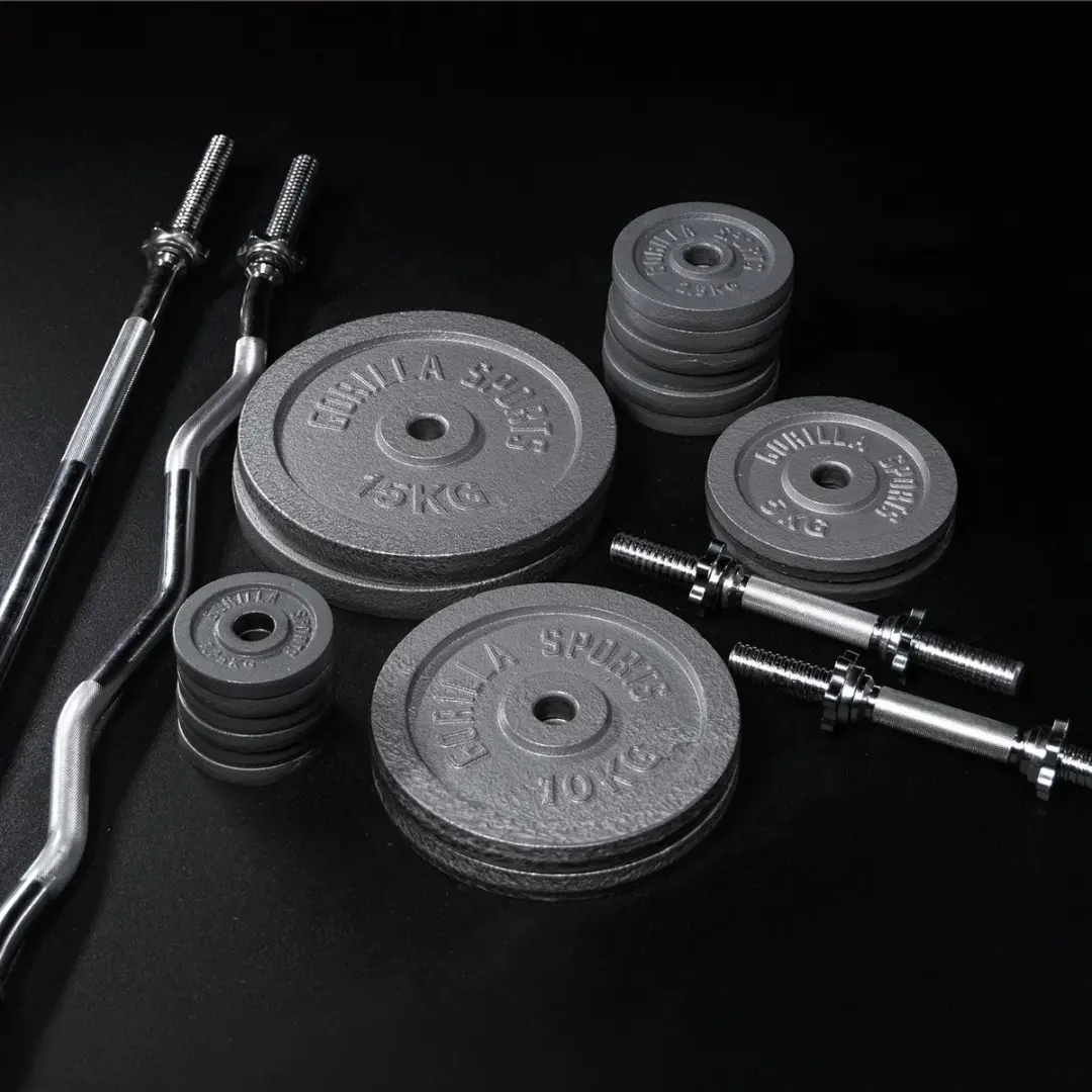 Gorilla Sports Halterset 108kg - Gietijzer 30mm - 4 Stuks
