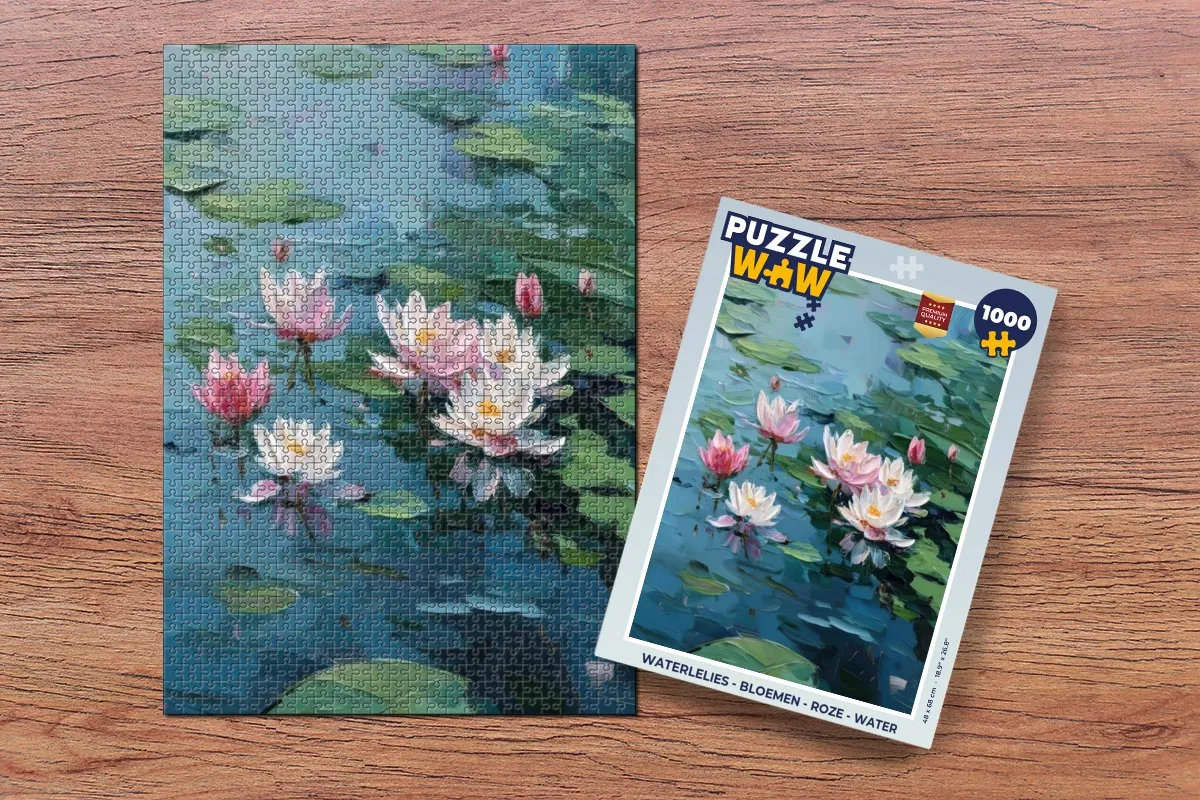 PuzzleWow Waterlelies Legpuzzel 1000 Stuks - Roze