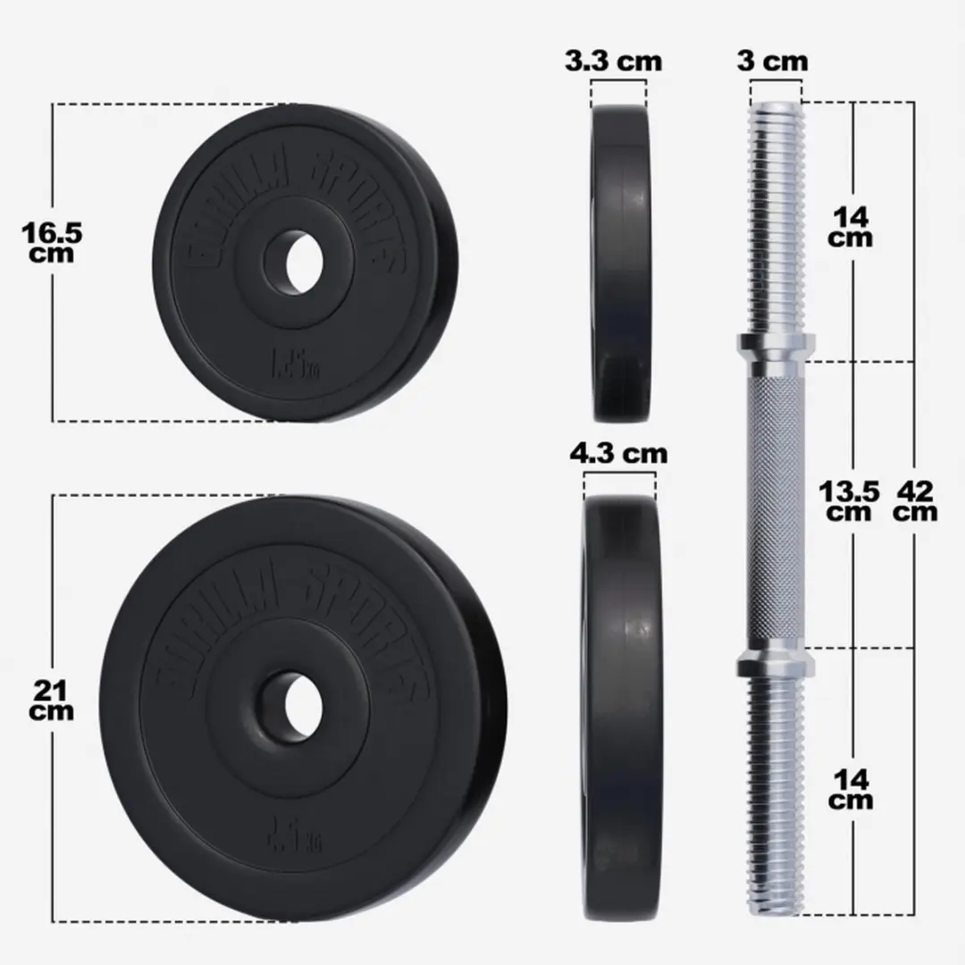 Gorilla Sports Dumbbellset 20kg - 14 Stuks - Zwart