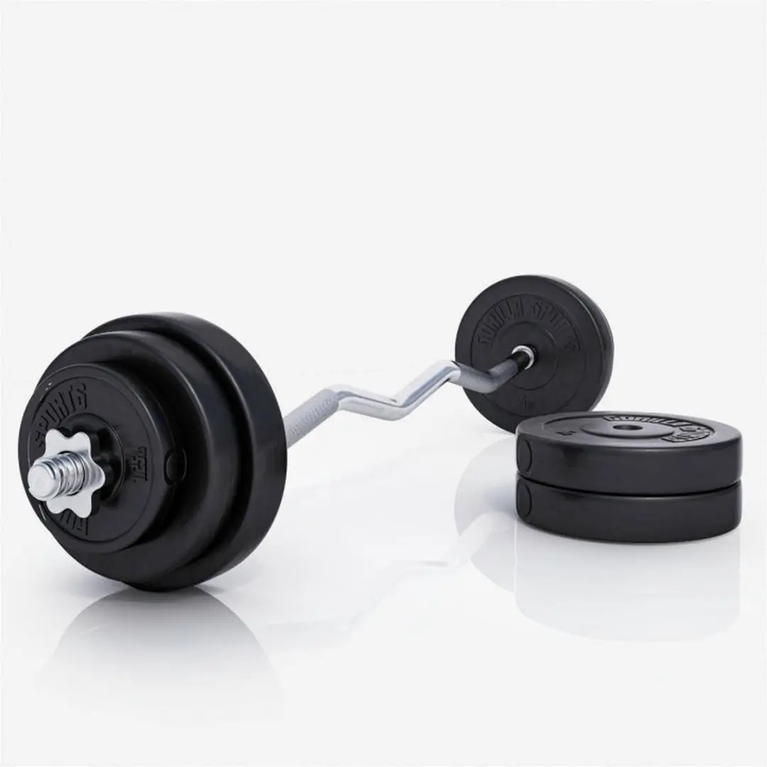 Gorilla Sports Halterset 35kg - EZ Curlstang - 11-delig - Zwart