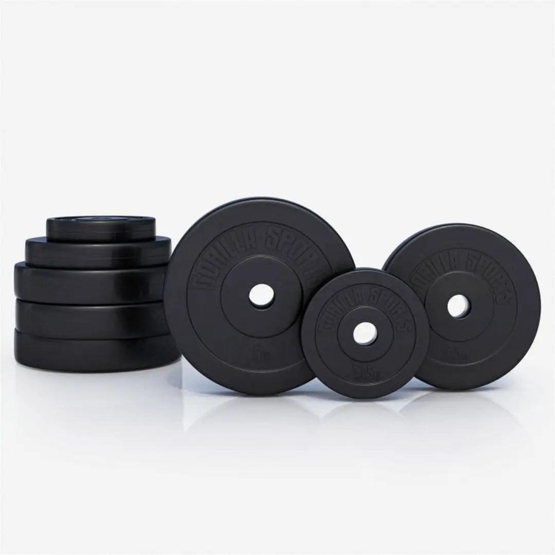 Gorilla Sports Halterset 35kg - EZ Curlstang - 11-delig - Zwart