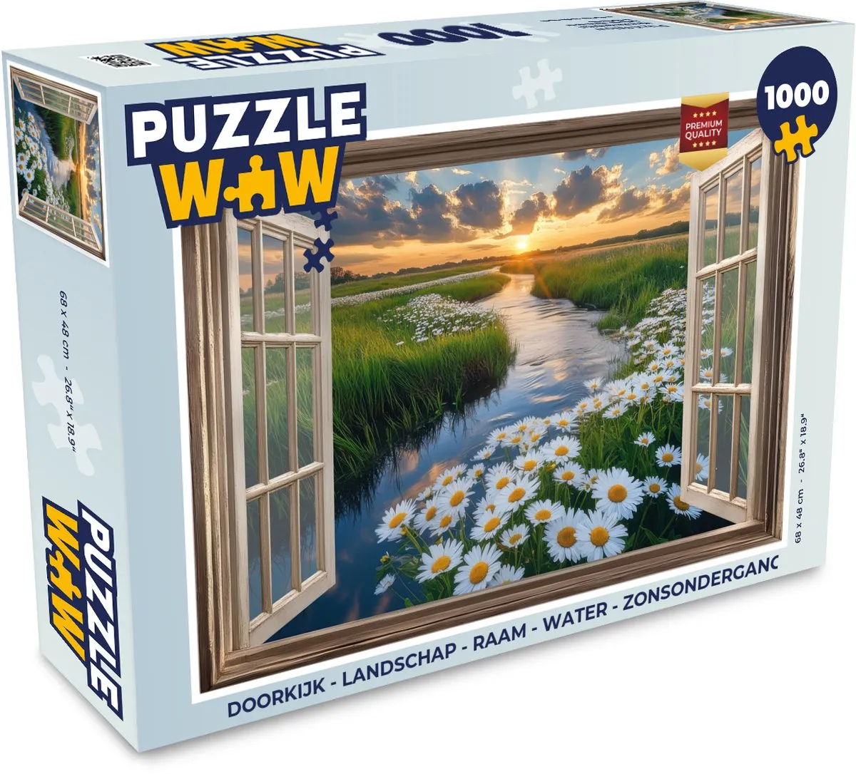 PuzzleWow Doorkijk Landschap Puzzel 1000 Stuks - Water/Zonsondergang