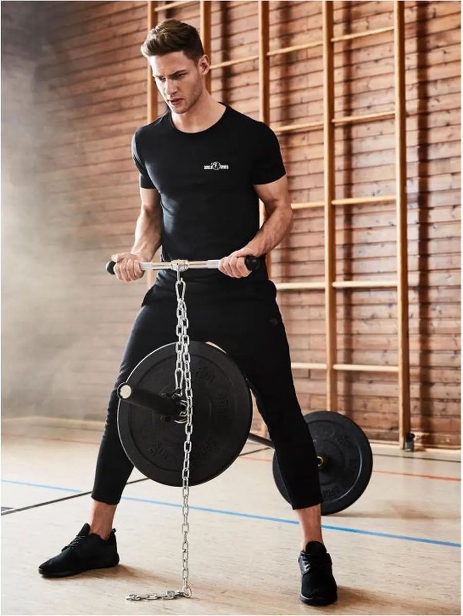Gorilla Sports Triceps-Bicepsstang - Krachtstation - Chroom