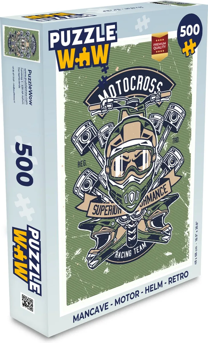 PuzzleWow Mancave Motor Helm Legpuzzel 500 Stuks