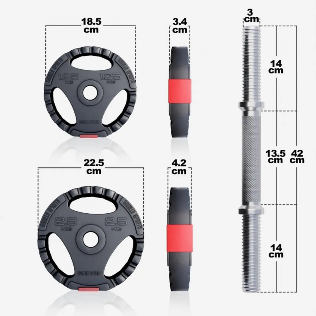 Gorilla Sports Dumbbellset 30kg - 18-delig - Zwart