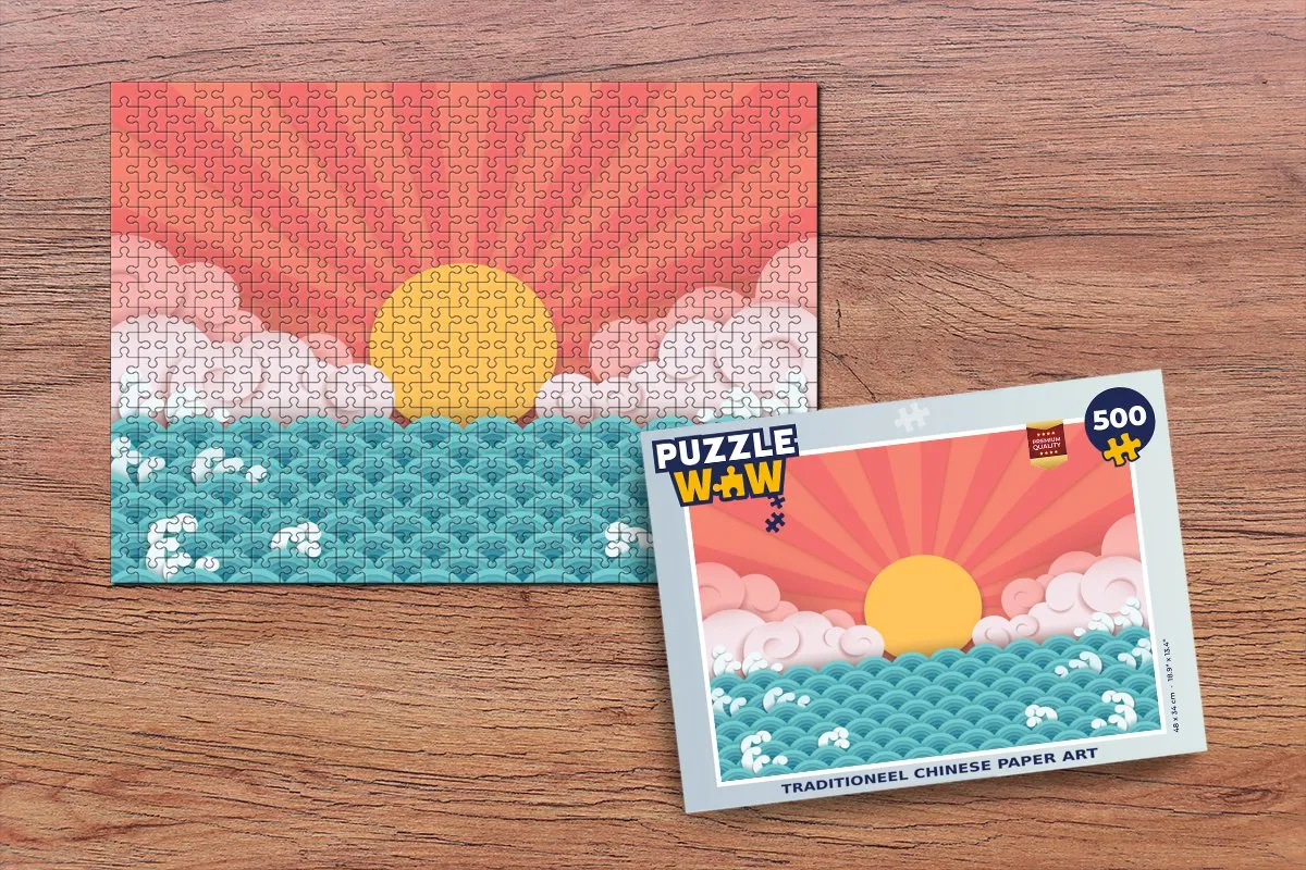 PuzzleWow Traditioneel Chinese Paper Art Legpuzzel 500 Stuks - Multicolor