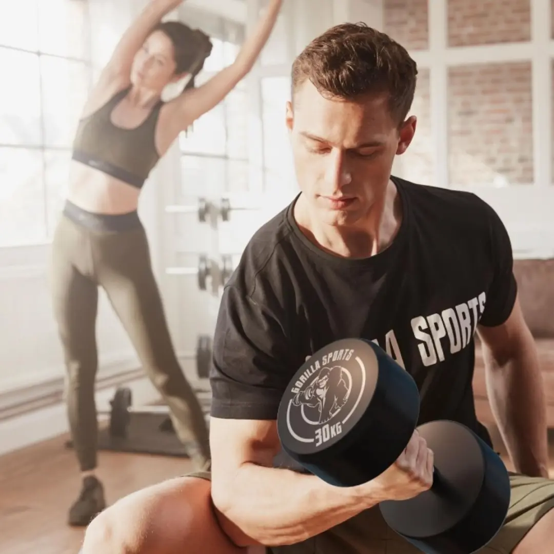 Gorilla Sports Dumbbell 30kg - Gietijzer - Zwart