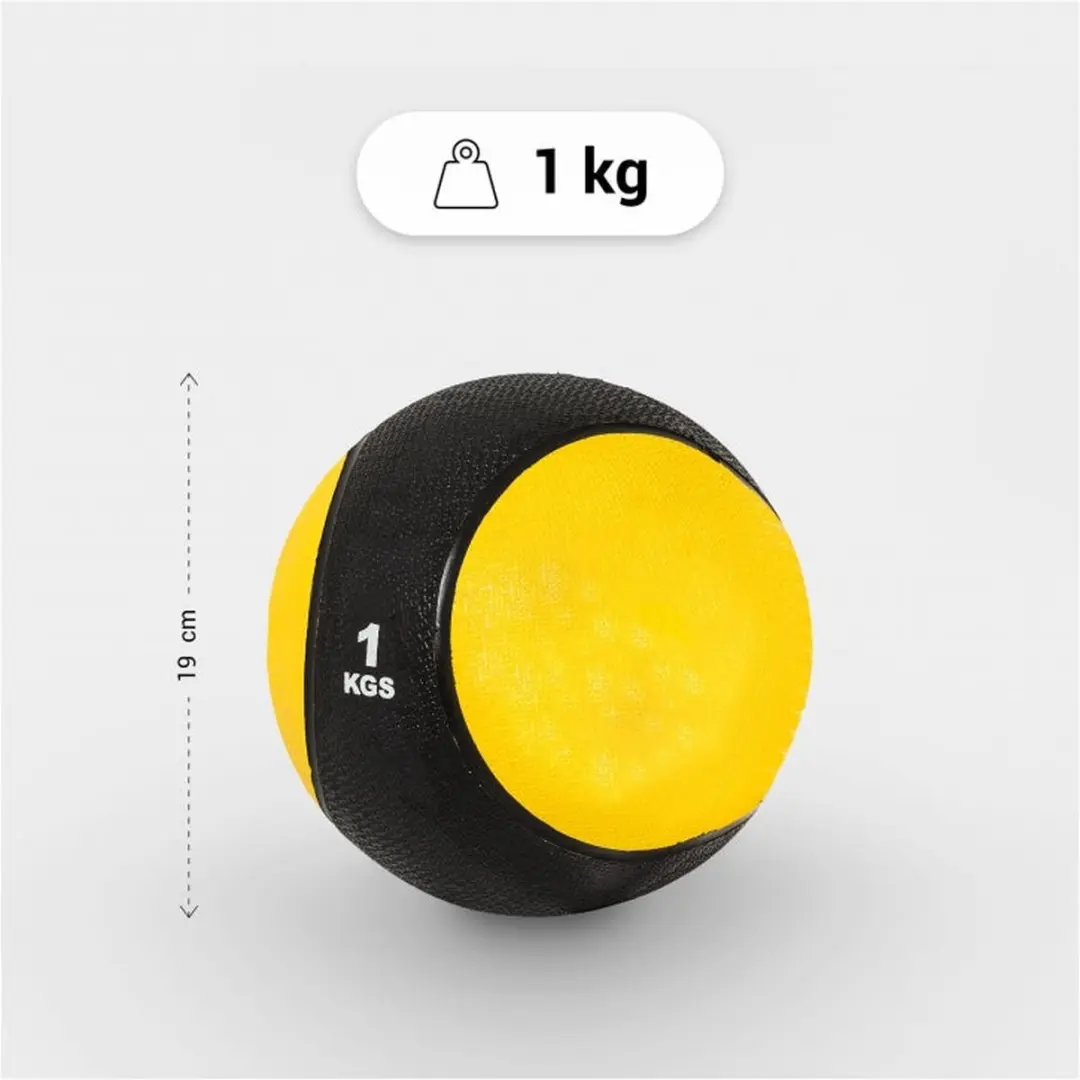 Gorilla Sports Medicijnbal 1 kg - Geel - afbeelding 6 van 6