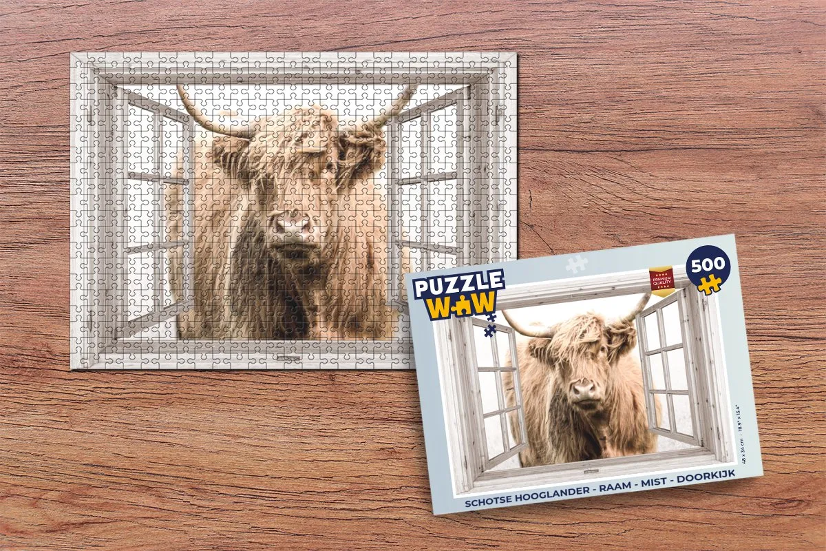 PuzzleWow Schotse Hooglander Legpuzzel 500 Stuks - Multicolor