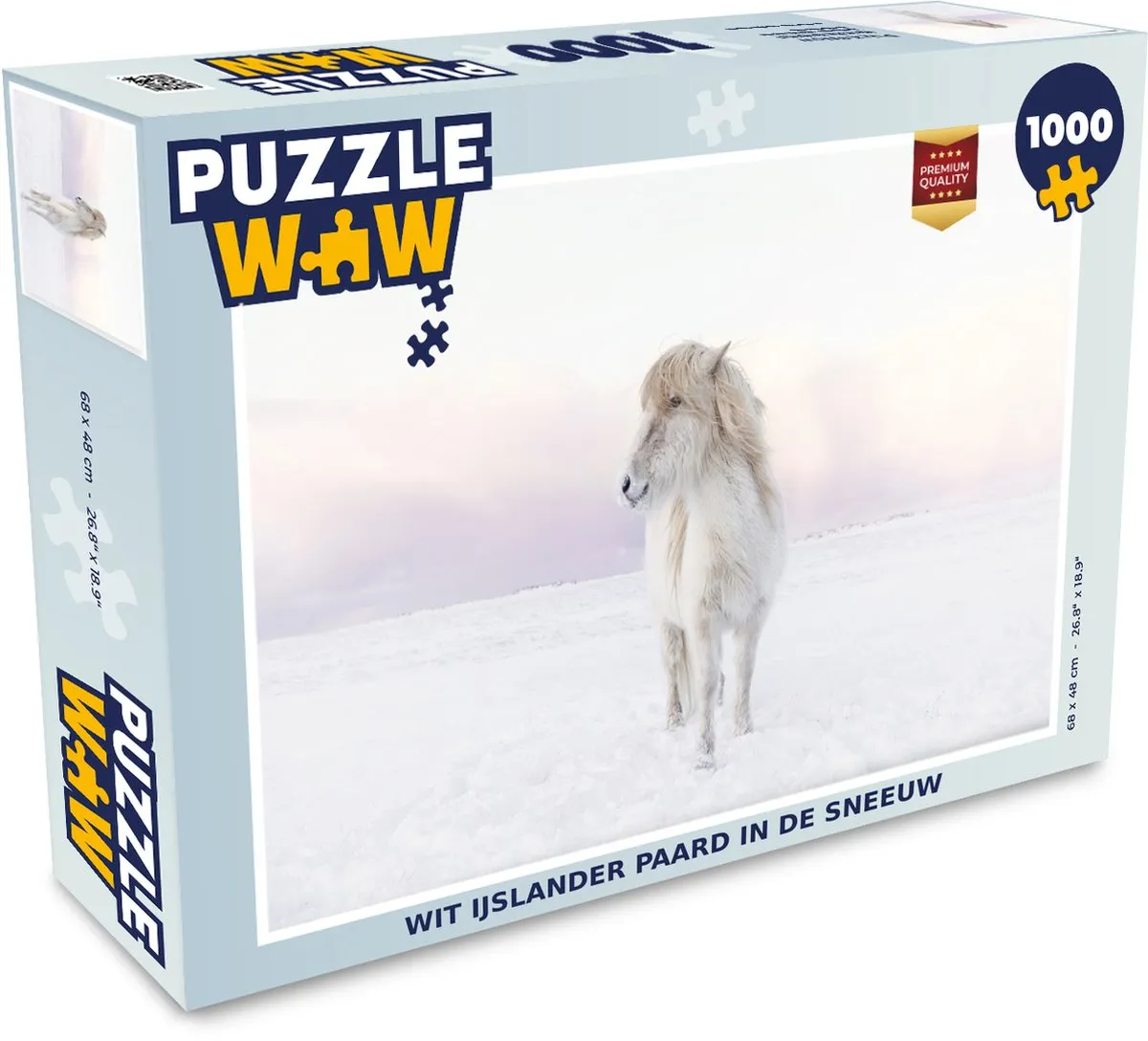 PuzzleWow Legpuzzel Wit IJslander Paard in de Sneeuw 1000 Stuks