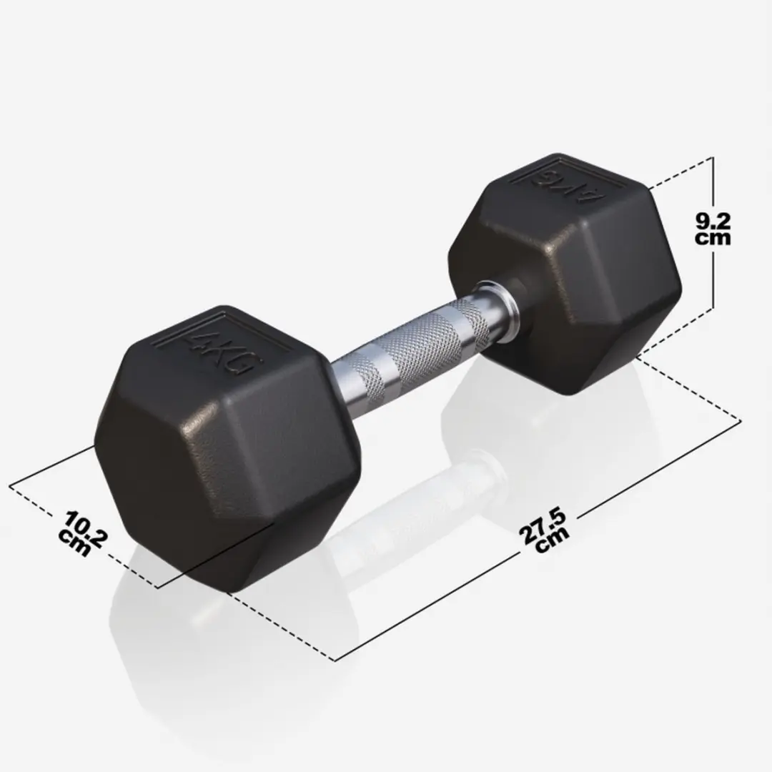 Gorilla Sports Halter 4 kg - Gietijzer - Hexagon - Zwart
