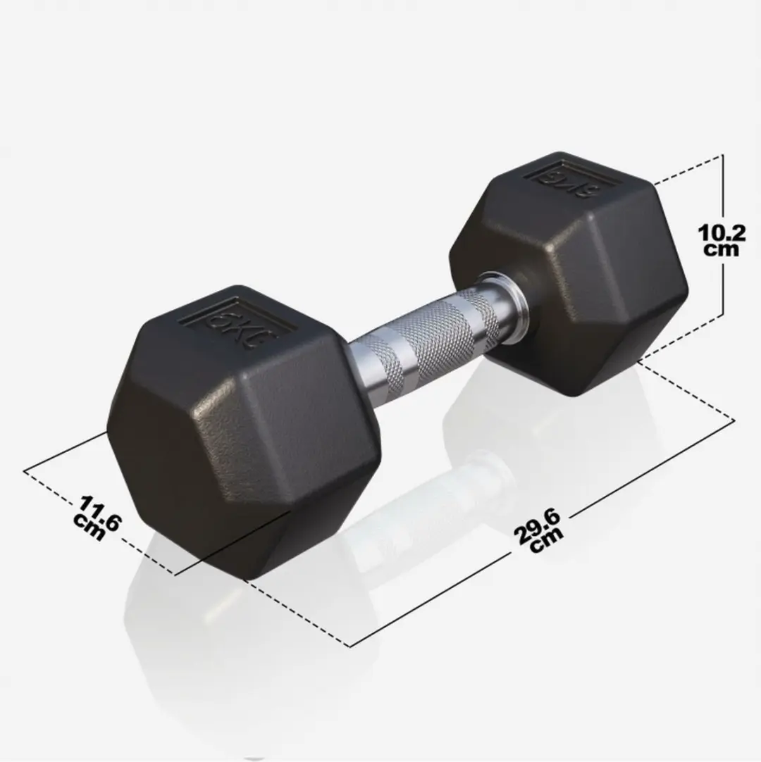 Gorilla Sports Dumbbel 6 kg - Gietijzer - Hexagon - Zwart