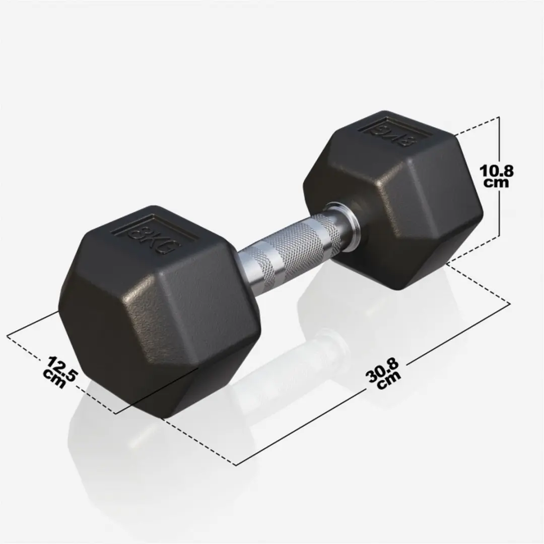 Gorilla Sports Halter 8 kg - Gietijzer - Hexagon - Zwart