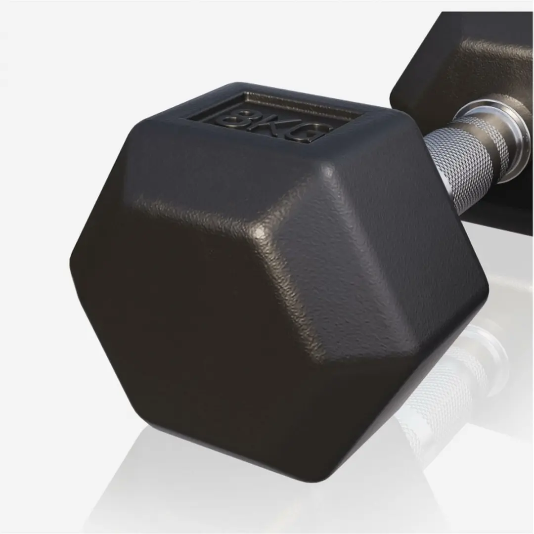 Gorilla Sports Halter 8 kg - Gietijzer - Hexagon - Zwart