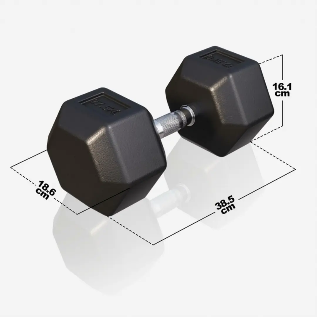 Gorilla Sports Dumbbel 27,5 kg - Gietijzer - Hexagon - Zwart