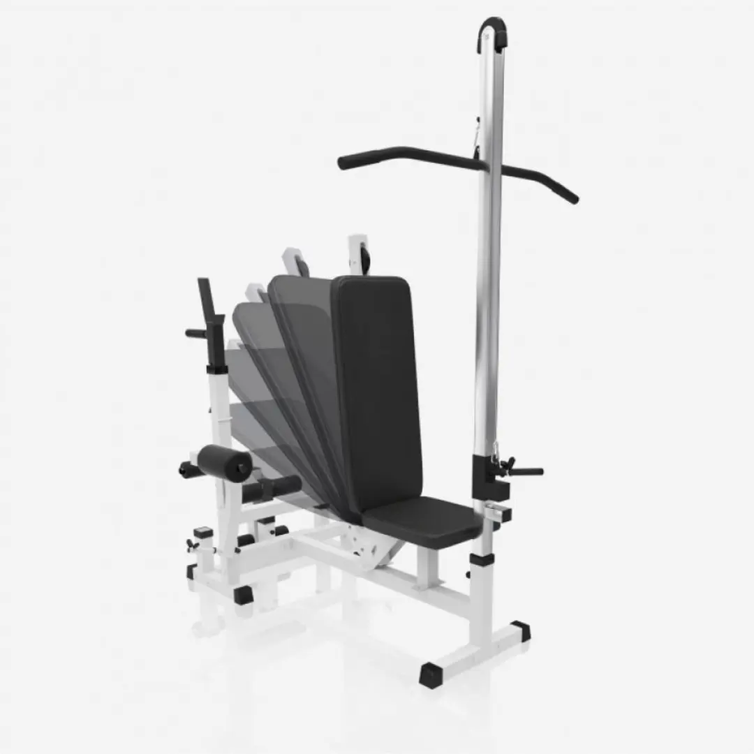 Gorilla Sports Halterbank met Lat Pulley - 280 kg - Wit - afbeelding 6 van 6