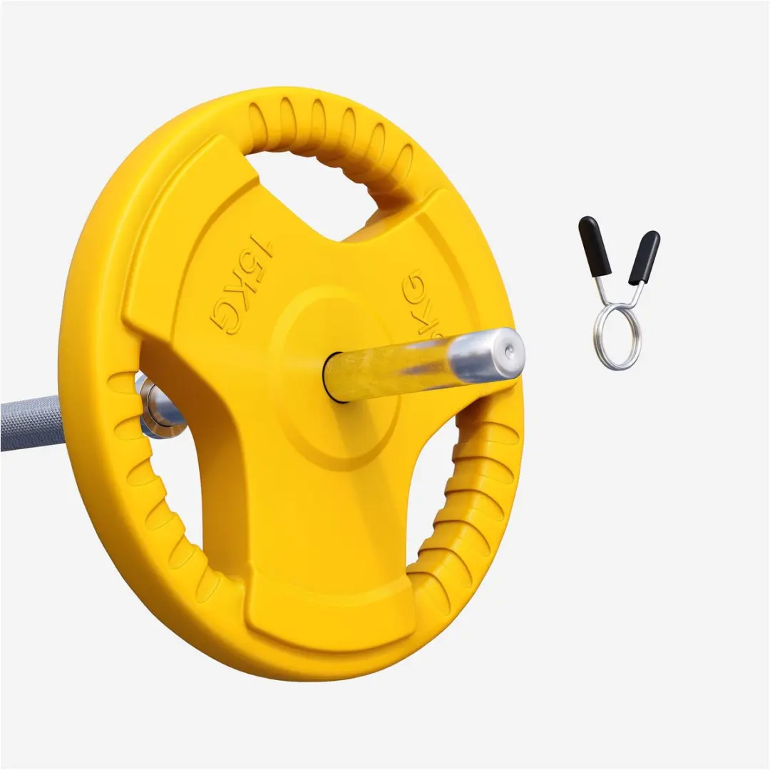 Gorilla Sports Halterschijf 15kg Gripper - Geel