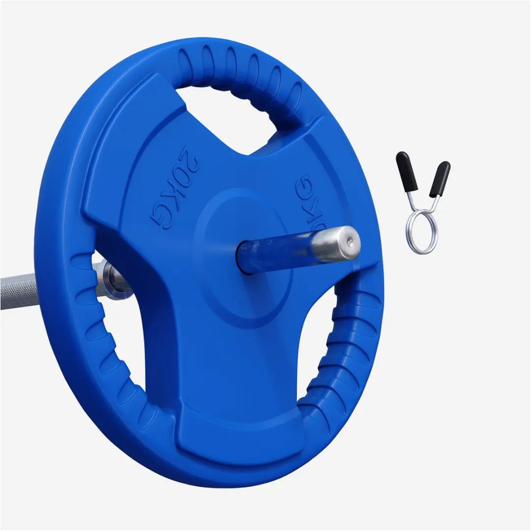 Gorilla Sports Halterschijf 20kg - Gripper Gietijzer - Blauw
