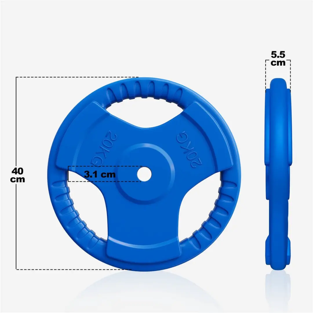 Gorilla Sports Halterschijf 20kg - Gripper Gietijzer - Blauw
