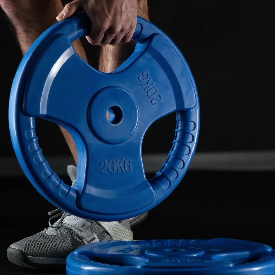 Gorilla Sports Halterschijven 30kg - 2x15kg Gripper Gietijzer - Geel
