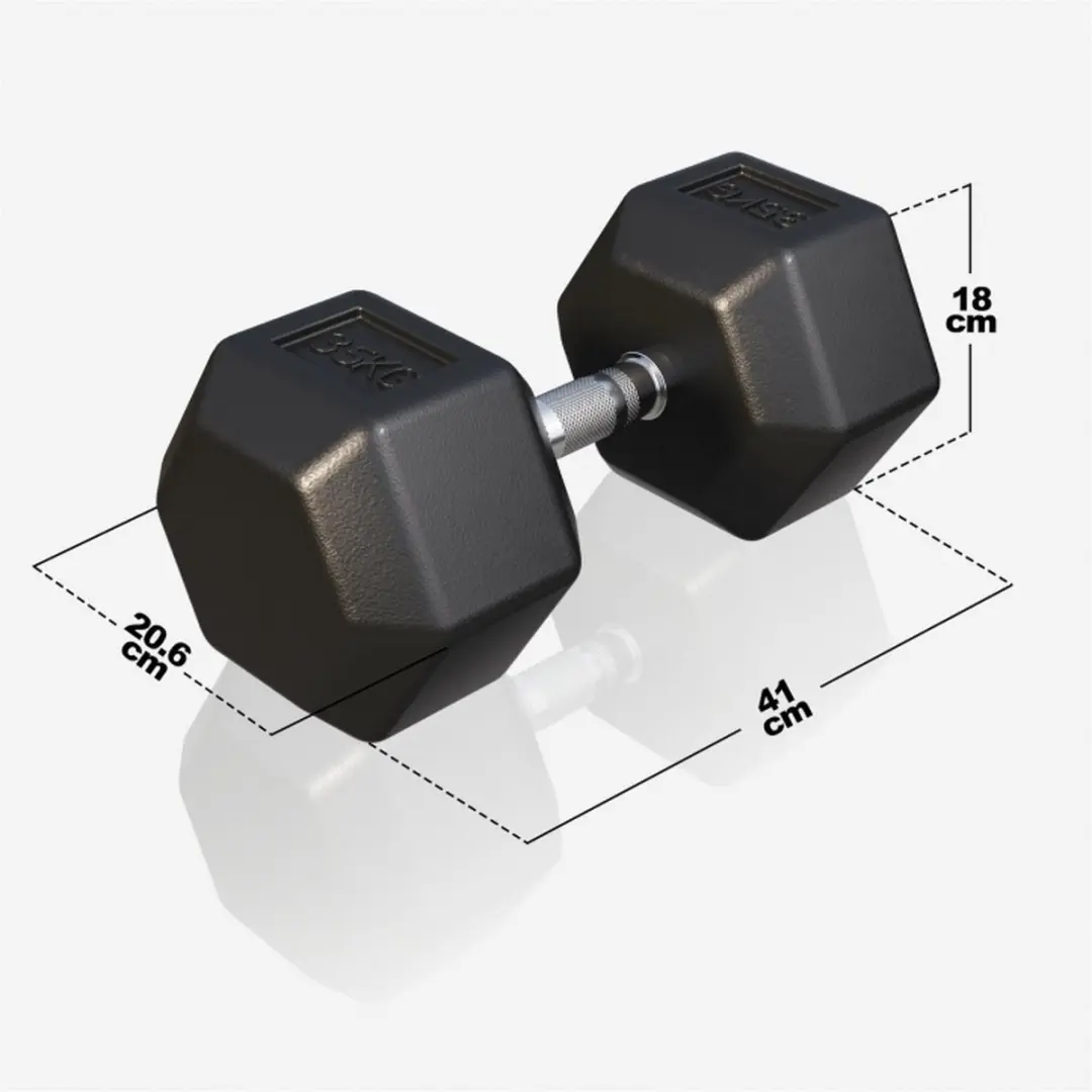 Gorilla Sports Dumbbel 35 kg - Gietijzer - Hexagon - Zwart