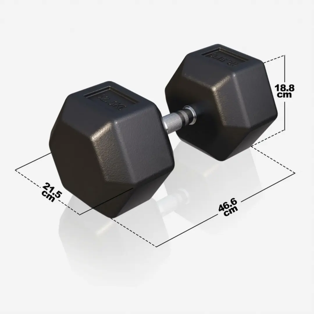 Gorilla Sports Dumbbell 42,5 kg - Gietijzer - Hexagon - Zwart