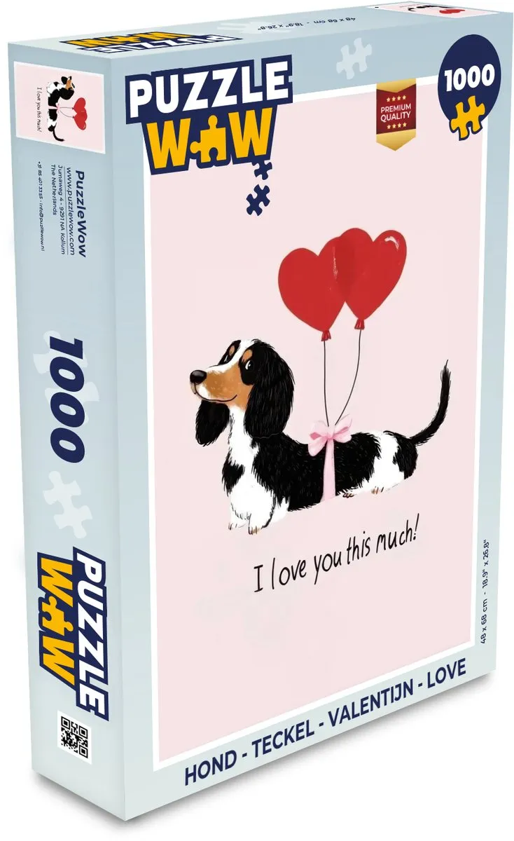 PuzzleWow Teckel Valentijn Legpuzzel 1000 Stuks