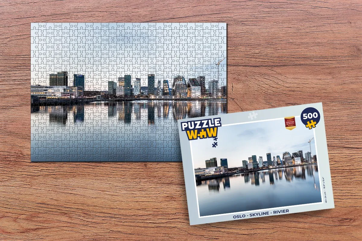 PuzzleWow Oslo Skyline Rivier Legpuzzel 500 Stuks - Multicolor
