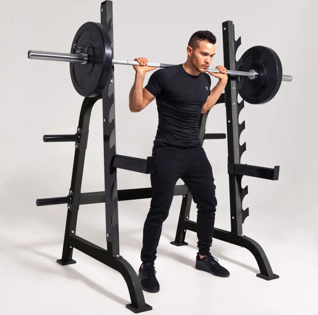 Gorilla Sports Squat Rack - Bankdruksteunen 300kg - 9 hoogtes - Zwart