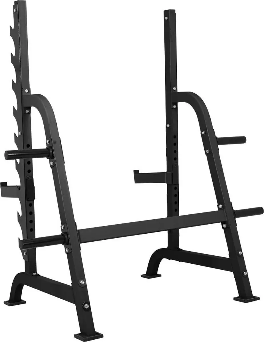 Gorilla Sports Squat Rack - Bankdruksteunen 300kg - 9 hoogtes - Zwart
