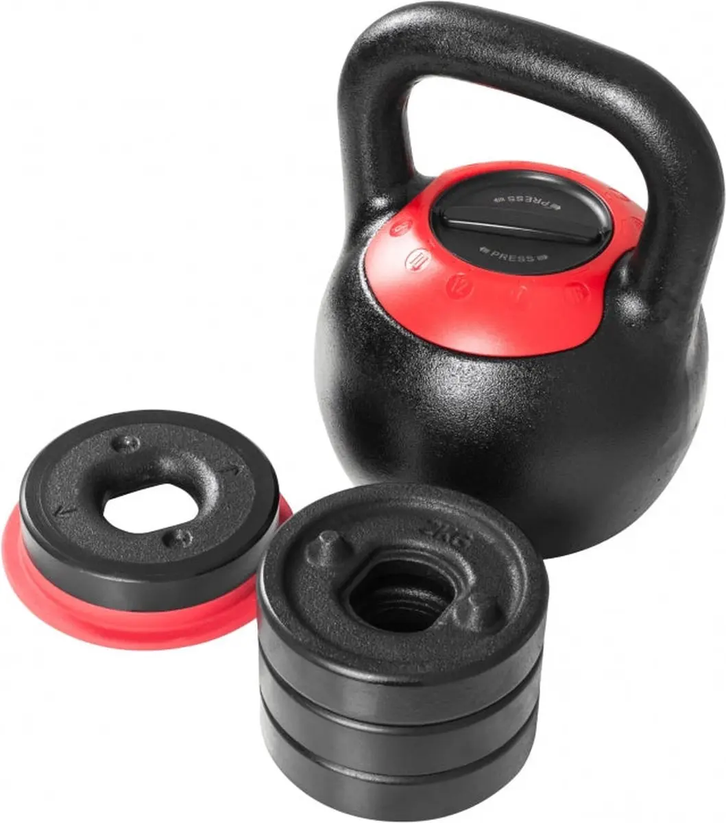 Gorilla Sports Kettlebell 8-16kg - Verstelbaar - Zwart