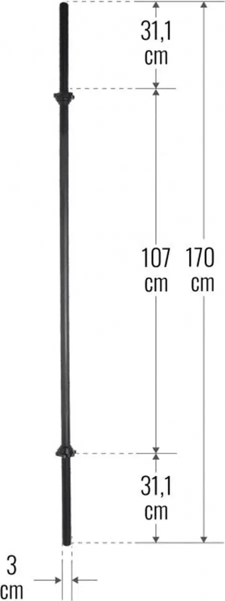 Gorilla Sports Halterstang 170cm - 30/31mm - Zwart