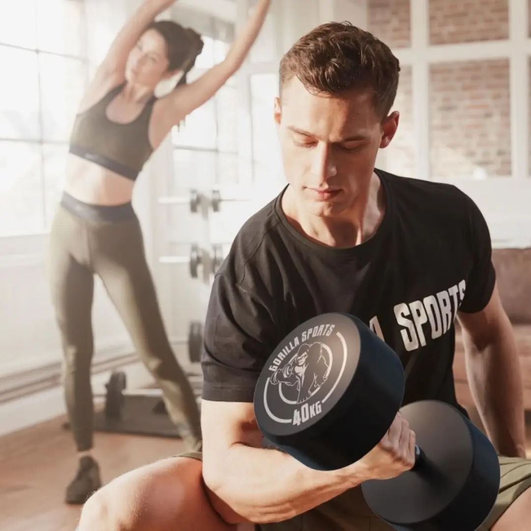 Gorilla Sports Dumbbell 40 kg - Gietijzer - Zwart