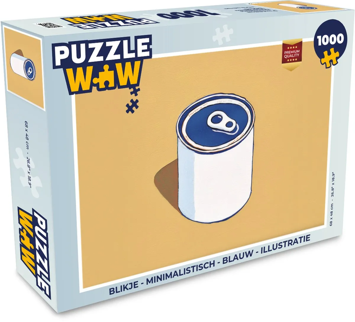 PuzzleWow Minimalistisch Blikje Puzzel 1000 Stuks - Blauw