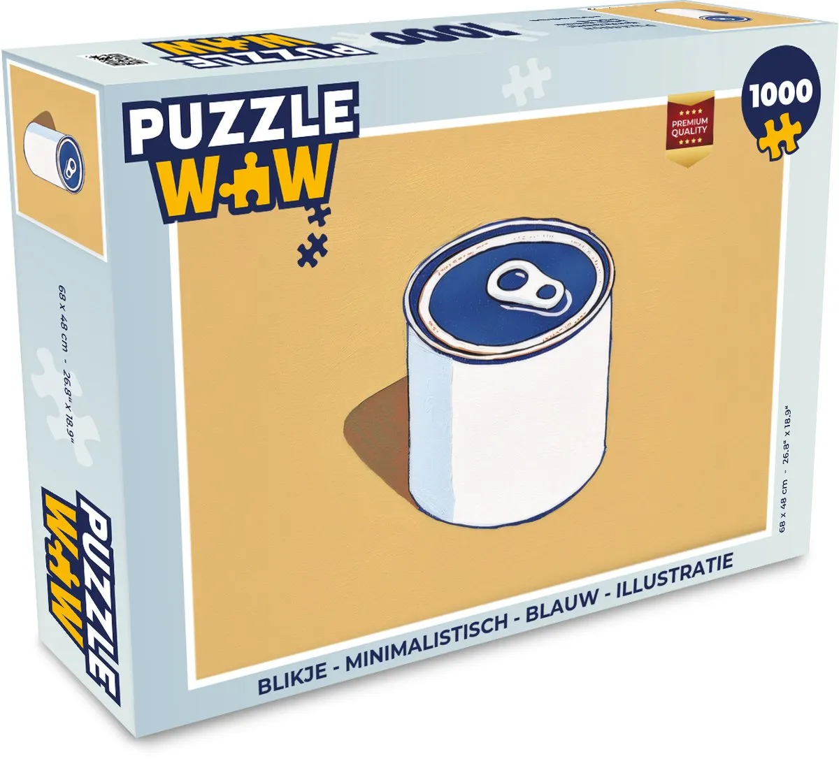 PuzzleWow Minimalistisch Blikje Puzzel 1000 Stuks - Blauw